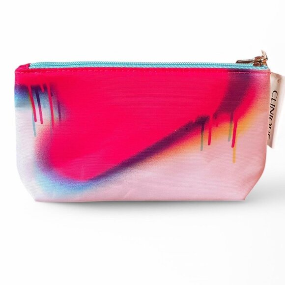 NWT Clinique Multicolored Graffiti Paint Drip Top Zip Cosmetic Bag - Picture 2 of 3